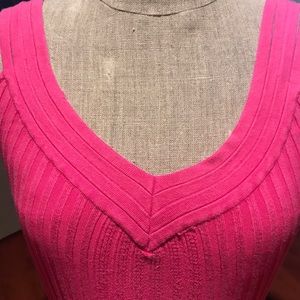 Cache Tops - Pink ribbed tank top with slit straps Cache Tops - Pink ribbed tank top with slit straps